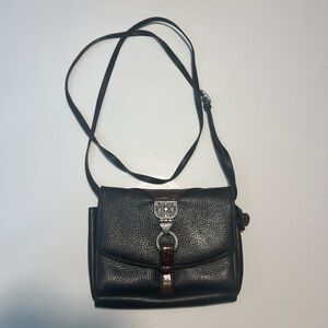 EOC Brighton Black Pebbled and Brown Embossed Croc Leather Nepal Organizer Bag